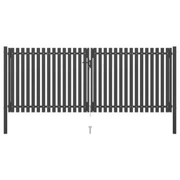 Vidaxl Vrtna ograja vrata iz jekla 400x125 cm antracitna