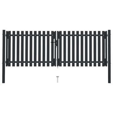 Vidaxl Dvokrilna ograja z vrati iz jekla 300x125 cm antracitna