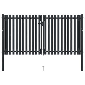 Vidaxl Dvokrilna ograja z vrati iz jekla 300x175 cm antracitna