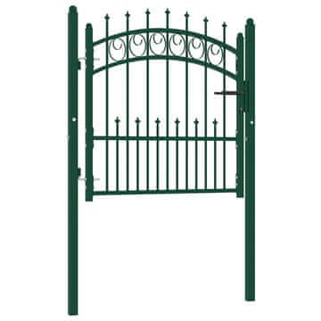 Vidaxl Ograjna vrata EMMEN s konicami jeklo 104x97 cm zelena