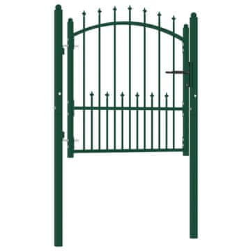 Vidaxl Ograjna vrata EMMEN s konicami jeklo 104x97 cm zelena