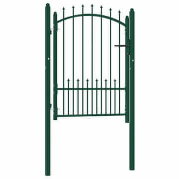 Vidaxl Ograjna vrata EMMEN s konicami jeklo 104x109,5 cm zelena