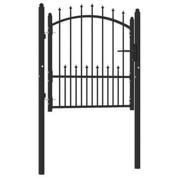 Vidaxl Ograjna vrata EMMEN s konicami jeklo 104x97 cm črna