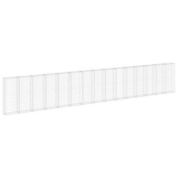 Vidaxl Gabionska stena s pokrovi iz pocinkanega jekla 900x30x150 cm