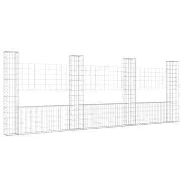 Vidaxl Gabion košara U-oblike s 4 stebri železo 380x20x150 cm