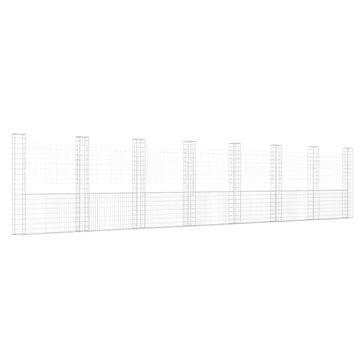 Vidaxl Gabion košara U-oblike z 8 stebri železo 860x20x200 cm