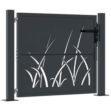Vidaxl Vrtna vrata antracitna 100x100 cm jekleni dizajn s travo
