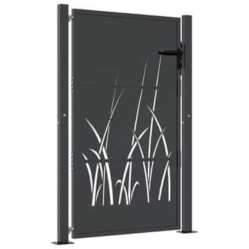 Vidaxl Vrtna vrata antracitna 100x125 cm jekleni dizajn s travo