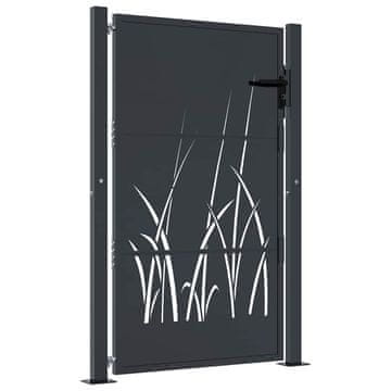 Vidaxl Vrtna vrata antracitna 100x150 cm jekleni dizajn s travo