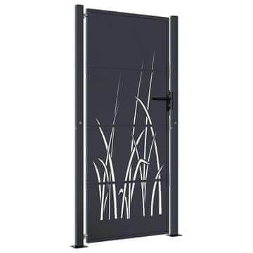 Vidaxl Vrtna vrata antracitna 100x200 cm jekleni dizajn s travo