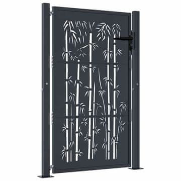 Vidaxl Vrtna vrata antracitna 100x125 cm jeklo bambusov dizajn