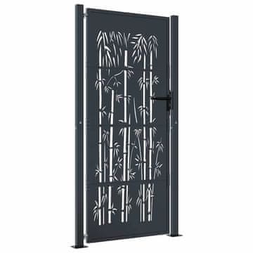 Vidaxl Vrtna vrata antracitna 100x200 cm jeklo bambusov dizajn
