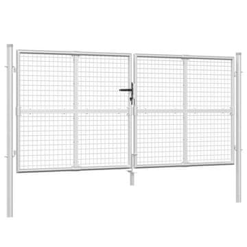 Vidaxl Vrtna mrežasta vrata srebrna 300 x 125 cm pocinkano jeklo