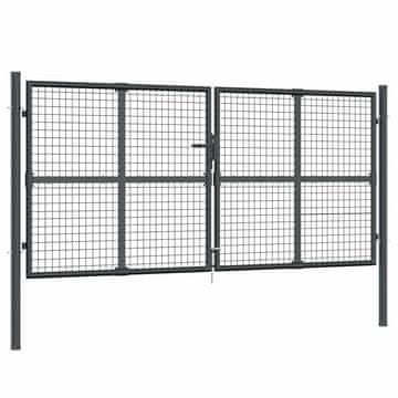 Vidaxl Vrtna mrežasta vrata antracit 300x125 cm pocinkano jeklo