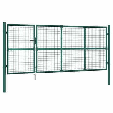 Vidaxl Vrtna mrežasta vrata zelena 350x125 cm pocinkano jeklo