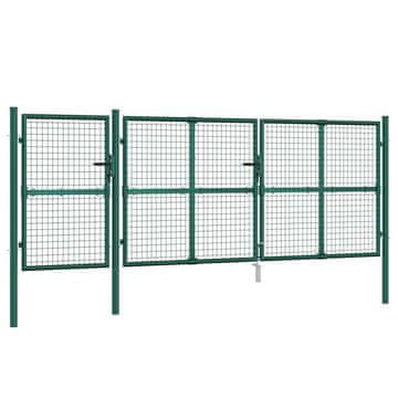 Vidaxl Vrtna mrežasta vrata zelena 400x125 cm pocinkano jeklo