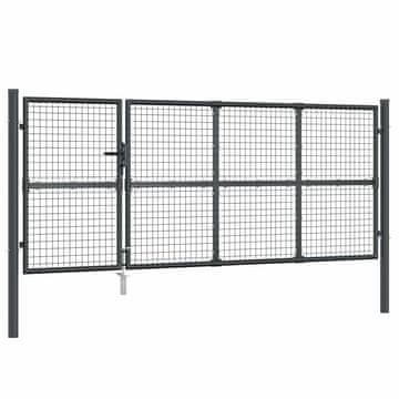 Vidaxl Vrtna mrežasta vrata antracit 350x125 cm pocinkano jeklo