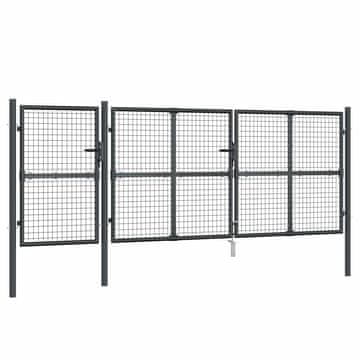 Vidaxl Vrtna mrežasta vrata antracit 400x125 cm pocinkano jeklo