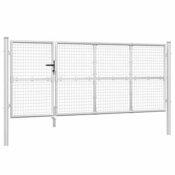 Vidaxl Vrtna mrežasta vrata srebrna 350x125 cm pocinkano jeklo