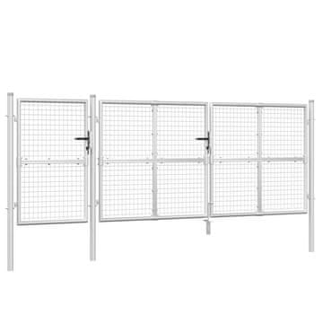 Vidaxl Vrtna mrežasta vrata srebrna 400 x 125 cm pocinkano jeklo