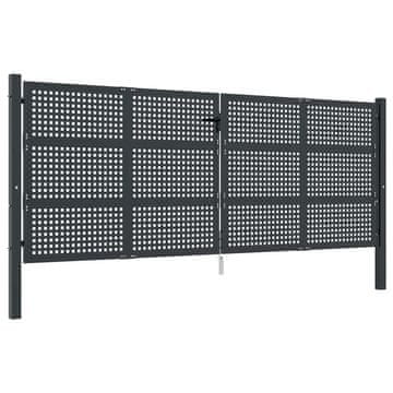 Vidaxl Vrtna vrata antracit 400x125 cm jeklo
