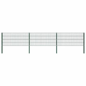 Vidaxl Ograjni panel s stebrički iz železa 522x80 cm zelen