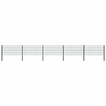 Vidaxl Ograjni panel s stebrički iz železa 867x80 cm zelen