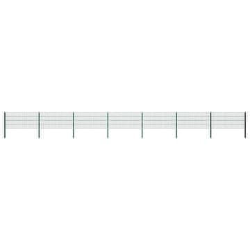 Vidaxl Ograjni panel s stebrički iz železa 1212 x 80 cm zelen