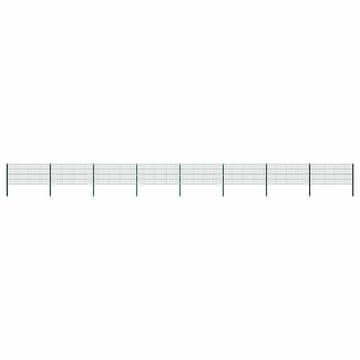 Vidaxl Ograjni panel s stebrički iz železa 1385x80 cm zelen