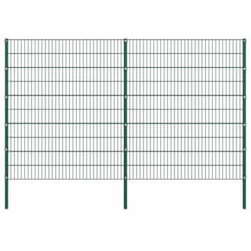 Vidaxl Ograjni panel s stebrički iz železa 349x200 cm zelen