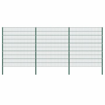 Vidaxl Ograjni panel s stebrički iz železa 522x200 cm zelen