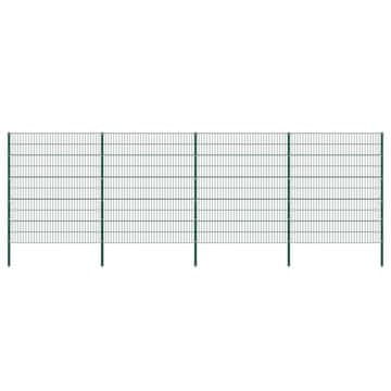 Vidaxl Ograjni panel s stebrički iz železa 694,5 x 200 cm zelen