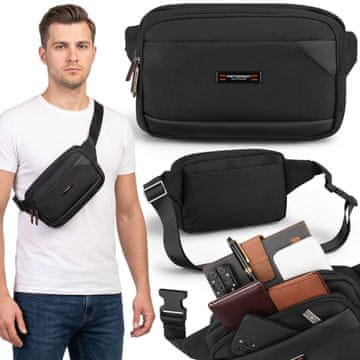 Peterson Peterson Mestna torbica S PASOM, moška ledvička za čez ramo, NASTAVLJIVA, crossbody na zadrgo
