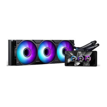 PHANTEKS Phanteks Glacier One 360M25 LCD črna AiO vodno hlajenje z LCD-zaslonom in 3 ventilatorji