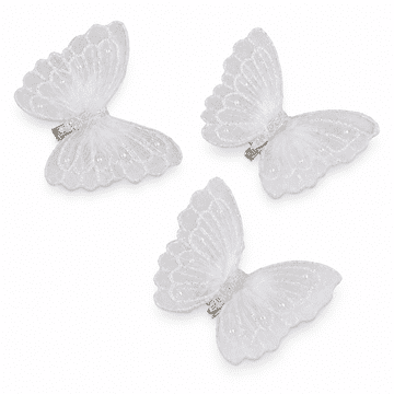 Rayher.	 Metulji beli s sponko 12cm, set 3