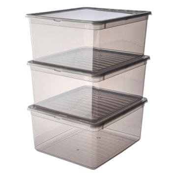 keeeper Bea škatla za shranjevanje, 3 x 18 L, prozorno siva