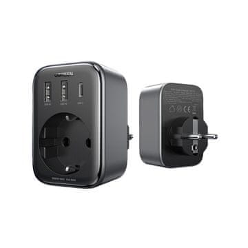 Ugreen Nexode podaljšek vtičnice, 4-v-1, 30 W, 2 x USB, 1 x USB-C, črni (90613)