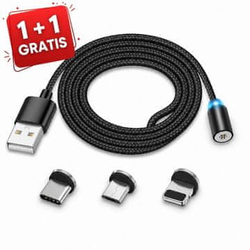 Cool Mango magnetni polnilni kabel 2 kosa (1 + 1 GRATIS) za pametne telefone, 3 v 1, 1 m