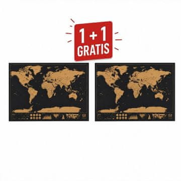 Cool Mango zemljevid sveta za praskanje 2 kosa (1 + 1 GRATIS), za sledenje potovanjem, kraft papir