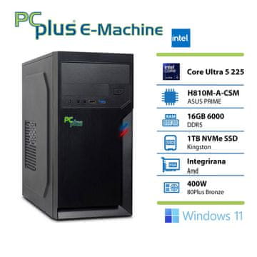 PCplus e-machine Ultra 5 225 16GB 1TB SSD Windows 11 Pro namizni računalnik