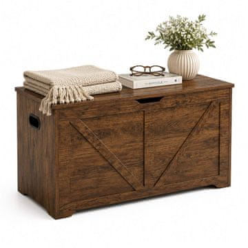 Northix Skladiščna klop v slogu skednja, rjava MDF – 100x40x46 cm