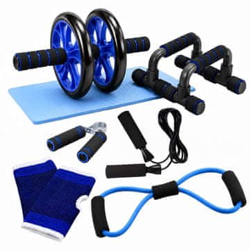 Northix 9-delni komplet fitnes opreme modre barve z dodatki