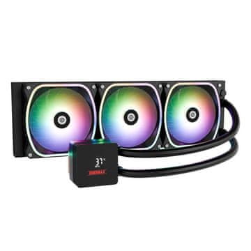 Enermax Aquafusion II 360 RGB CPU Cooler Procesorjski vodni hladilnik (AIO vodno hlajenje, 3x 120 mm Squa RGB, z digitalnim zaslonom) (ELC-AQFS360-SQA)