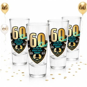 BG Komplet 4 kozarcev za vodko za 60. rojstni dan Royal Edition Lufa 65 ml