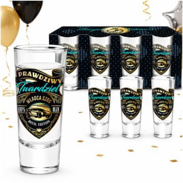 BG Set 4 kozarcev za vodko Prawdziwy Twardziel Royal Edition Lufa 65 ml