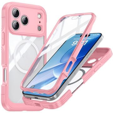 Overboard Ovitek za iPhone 17 Pro Max z zaščitnim steklom MagSafe, roza