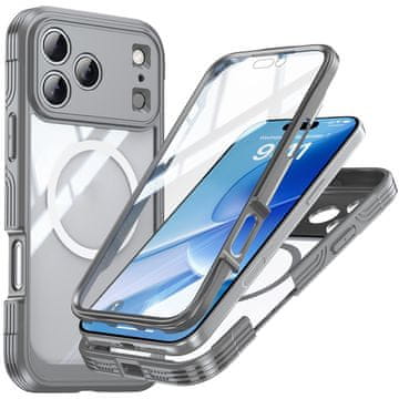 Overboard Ovitek za iPhone 17 Pro Max z zaščitnim steklom za MagSafe, siv