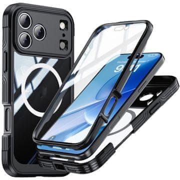 Overboard Ovitek za iPhone 17 Pro Max z zaščitnim steklom MagSafe, črn