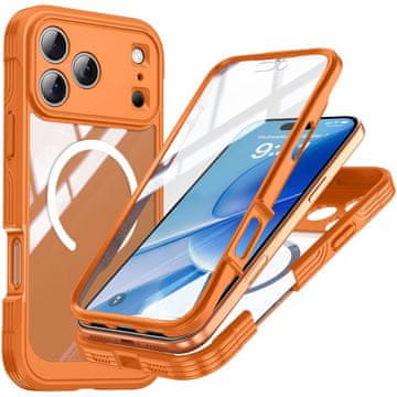 Overboard Ovitek za iPhone 17 Pro Max z zaščitnim steklom za MagSafe, oranžen