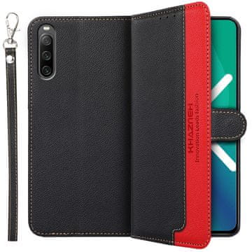 GS Preklopni ovitek za Sony Xperia 10 IV, RFID ovitek KHAZNEH, črn
